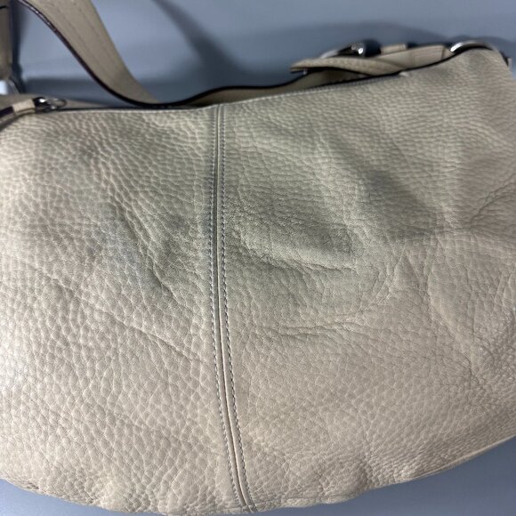 Coach F13731 Soho Pleated Ivory Pebbled Leather Hobo Shoulder Bag - Picture 6 of 13